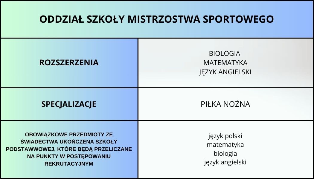 Oferta na rok szkolny 2025 2026 Szkoła Mistrzostwa Sportowego